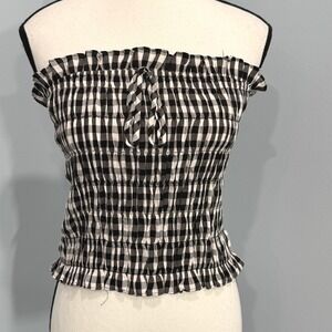 Thirty/Thirty LA Gingham Smocked Tube Top Coquette Crop XL Whimsigoth